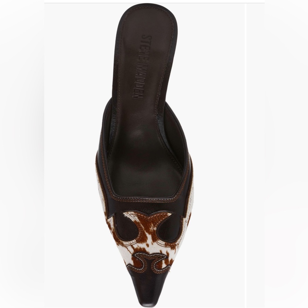 Steve Madden Lisbeth Cow Print Pointed Toe Kitten Heel Mule Heels NWT - Picture 5 of 12